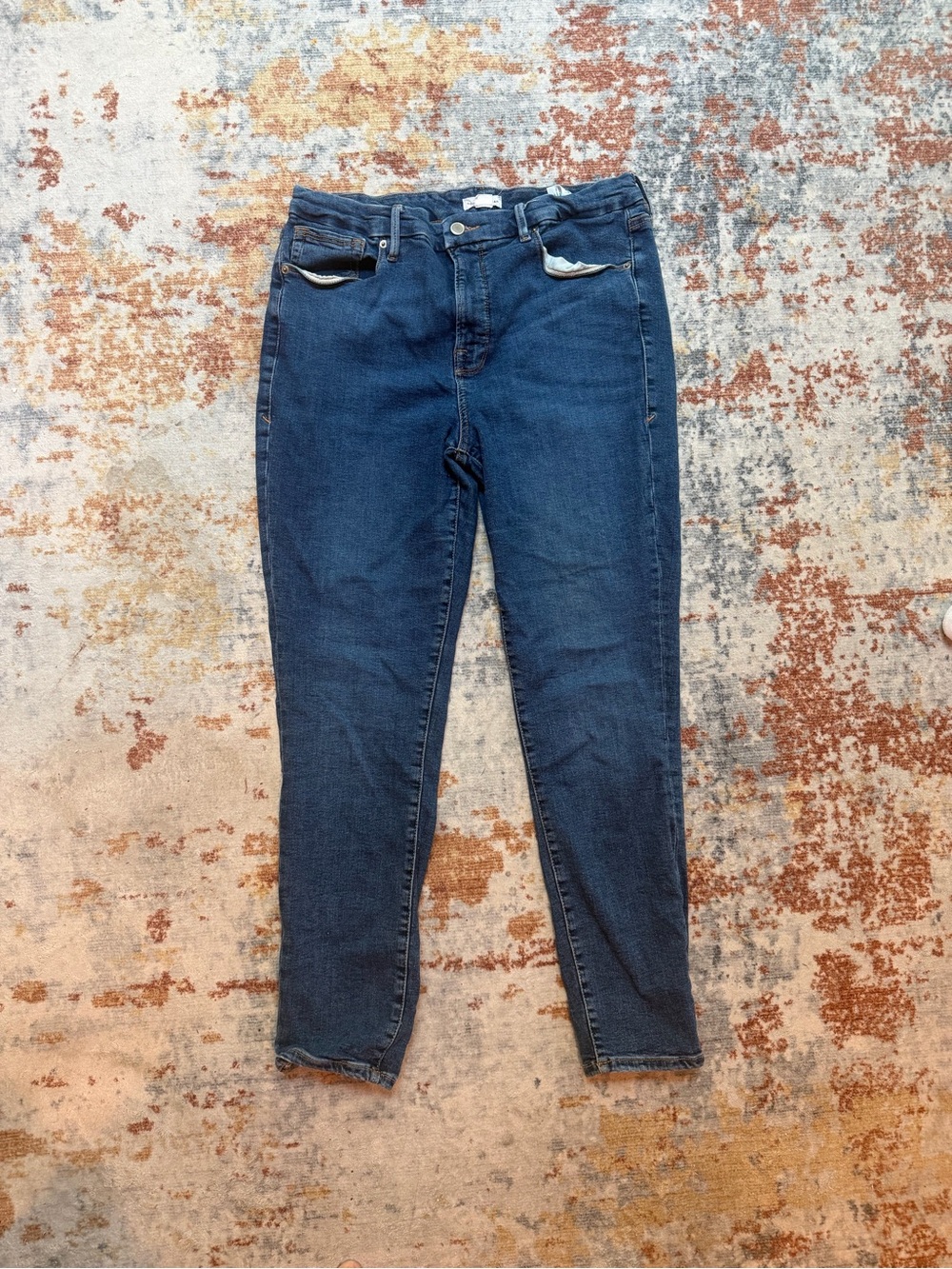 Good American Women's Mid-Rise Dark Blue Slim Jeans Size 14/32